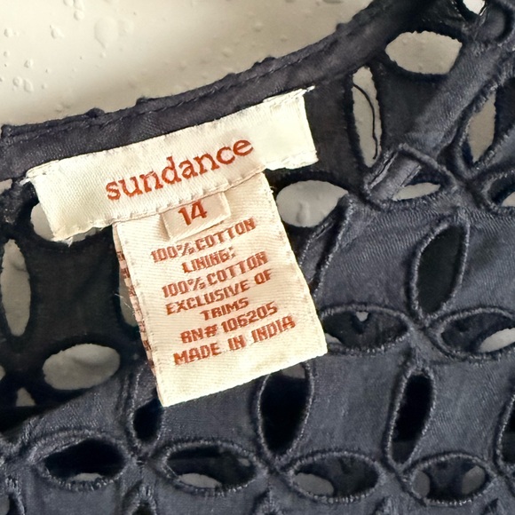 Sundance Black Eyelet Cotton Shift Dress Cover Up Boho Beach Resort Size 14 - Picture 4 of 9